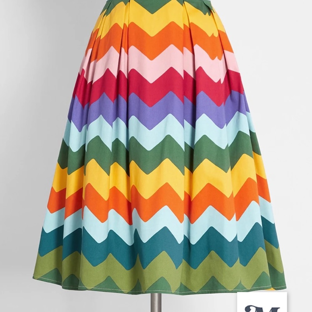 Marilu Rainbow Chevron Swing Skirt by Collectif